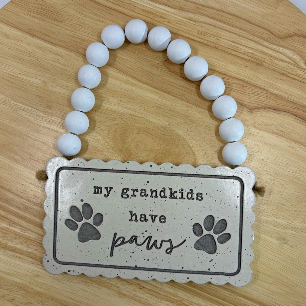 Hobby Lobby My Grandkids Have Paws Quote Paw Print Hanging Wood Sign 4x7 2510436